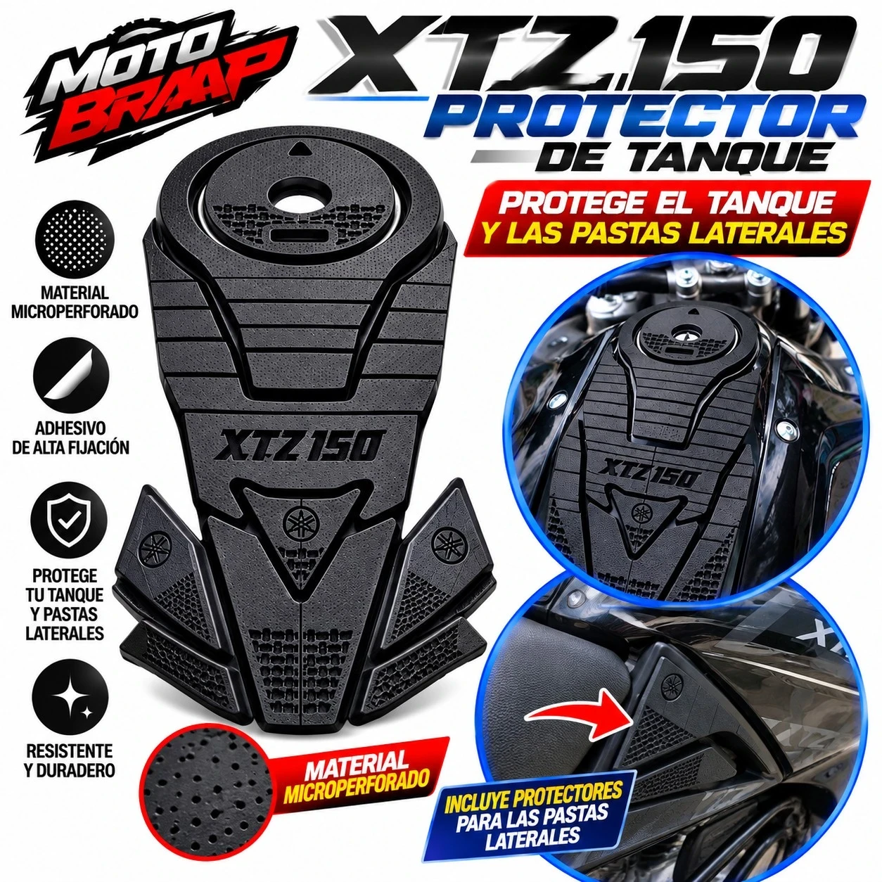 XTZ 150 Protector de tanque Micro perforado adhesivos