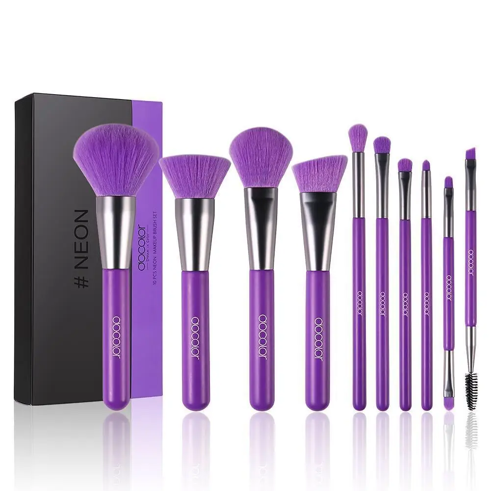 SET DE 10 BROCHAS COLOR MORADO NEÓN