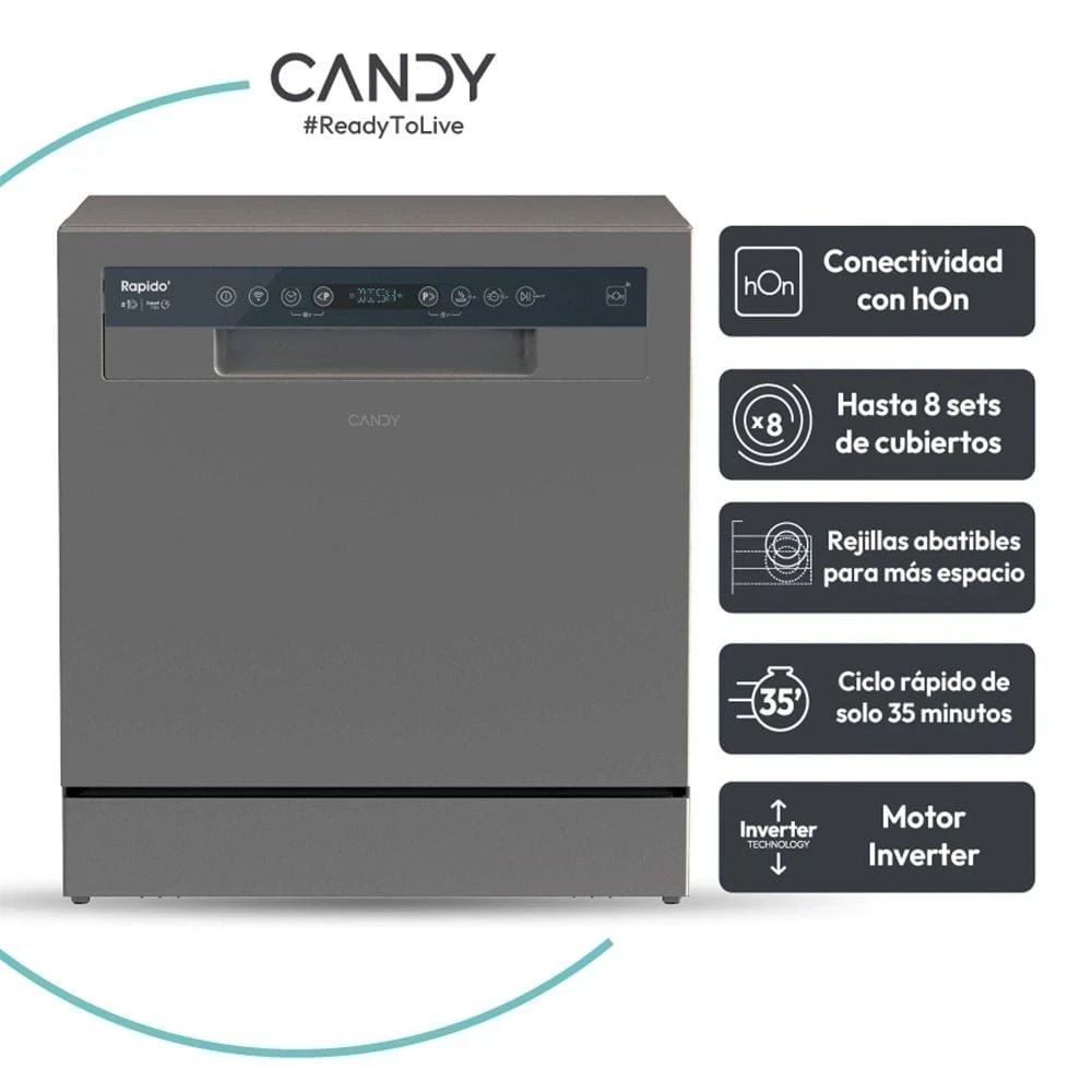 LAVAVAJILLAS CANDY 8 CUBIERTOS INVERTER INVERTER SILVER