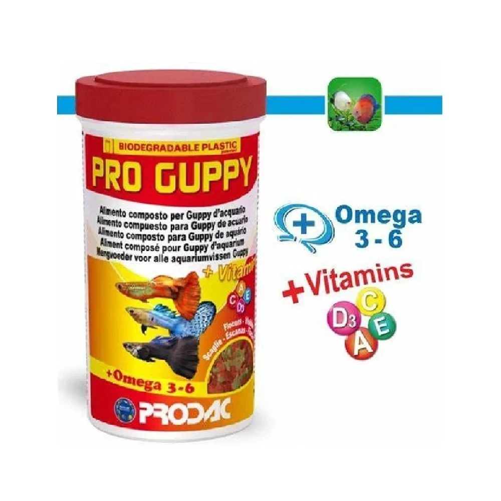 Alimento completo en escamas para Guppys - Pro Guppy Prodac x 50 grs.