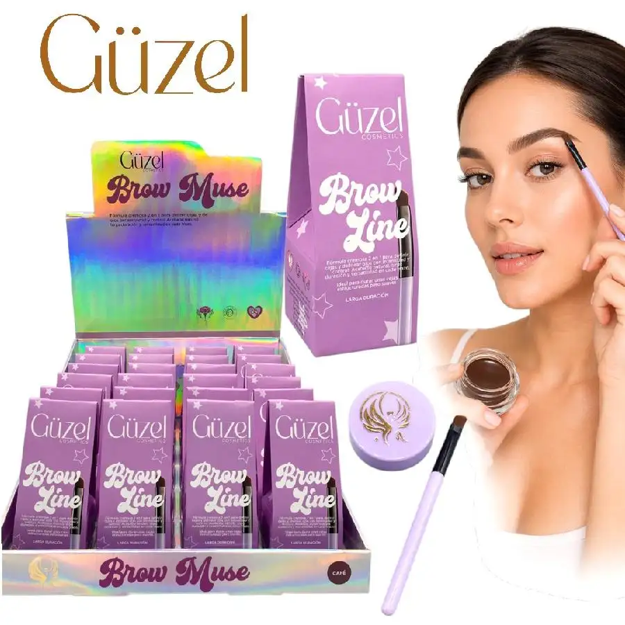 Betún de cejas brow line con aplicador larga duración cafe guzel