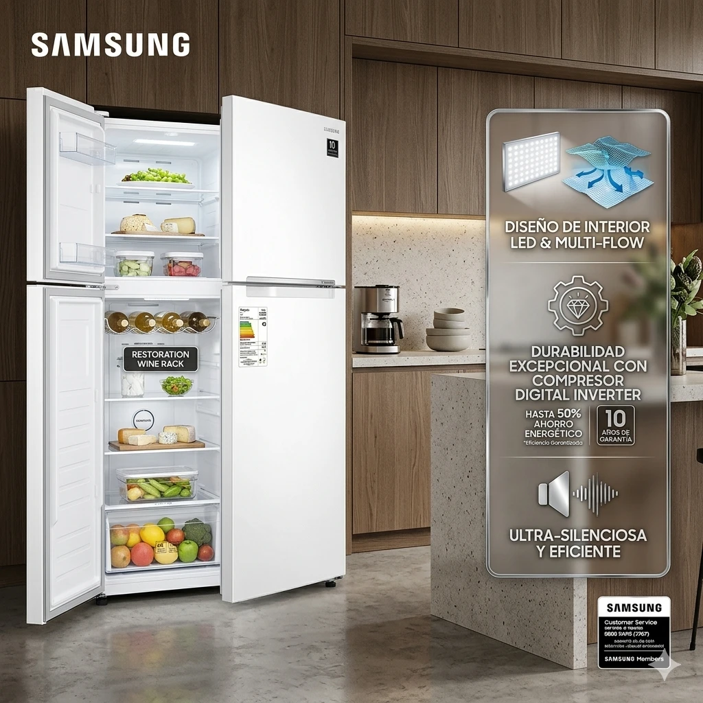 HELADERA SAMSUNG RT32K5070WW 320LTS BLANCO INVERTER