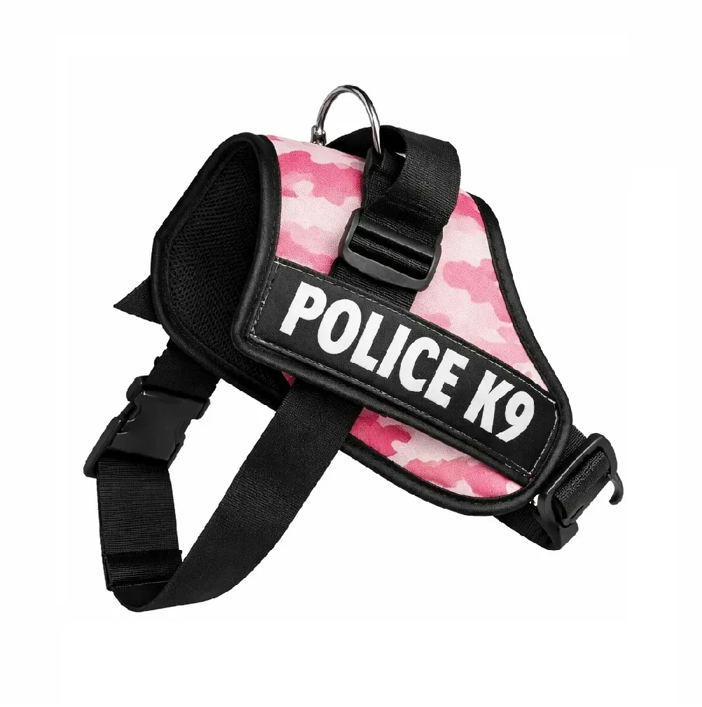 Pechera anti tirones Police K9 color camuflado rosa