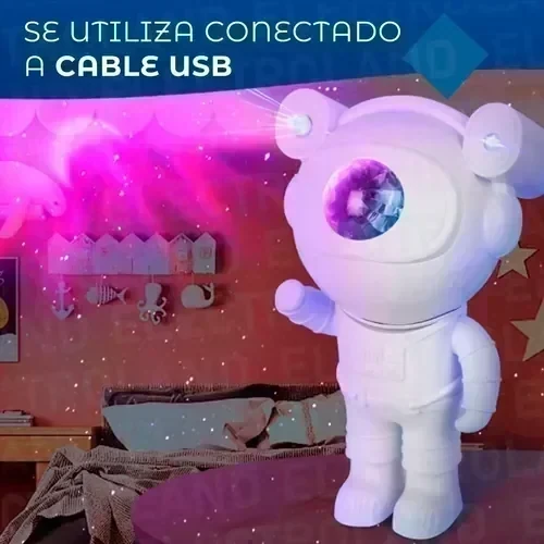 Astronauta Proyector Galaxia Estrellas Luz Parlante Control 4