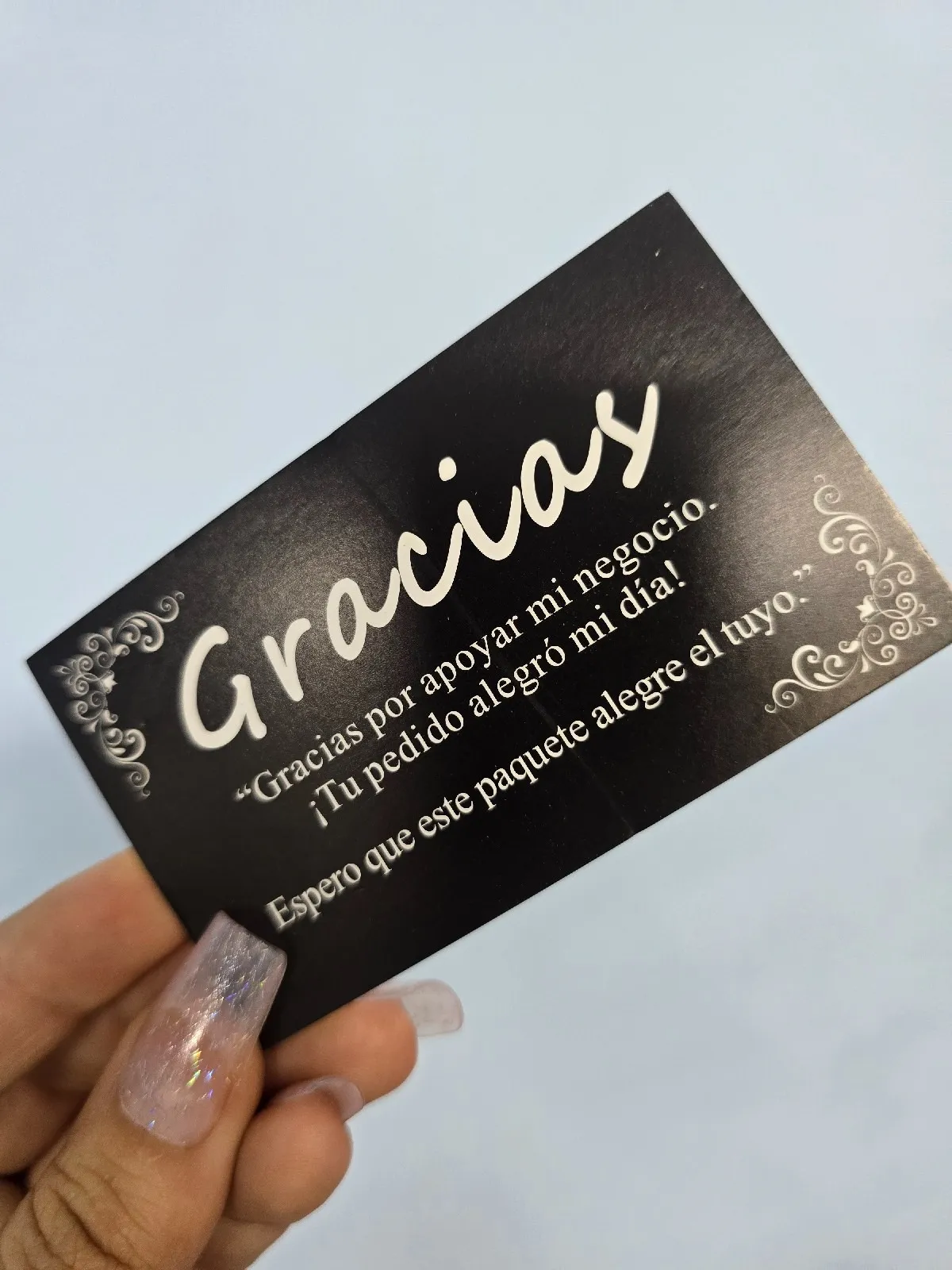 Tarjeta agradecimiento negra