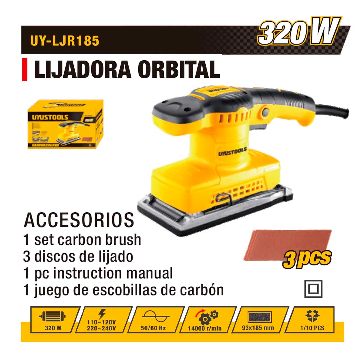 LIJADORA ORBITAL UYUST 185MM-320W