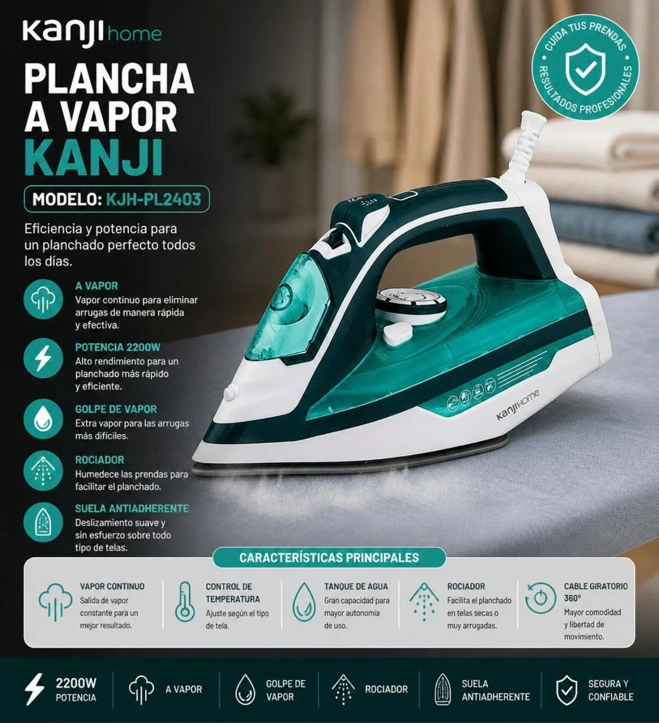 PLANCHA A VAPOR KANJI KJH-PL2403*