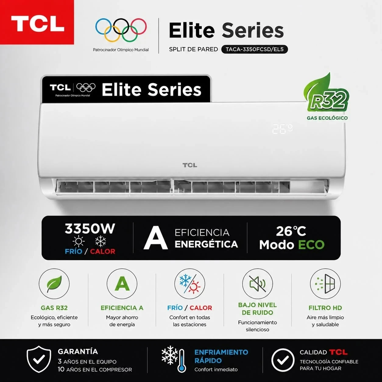 AIRE ACONDICIONADO 3350W TCL FRIO/CALOR TCL 3350w