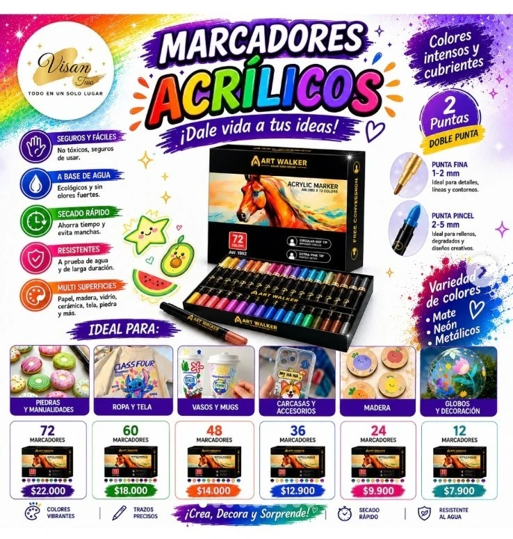 marcadores acrylic walker 36 pzas 2