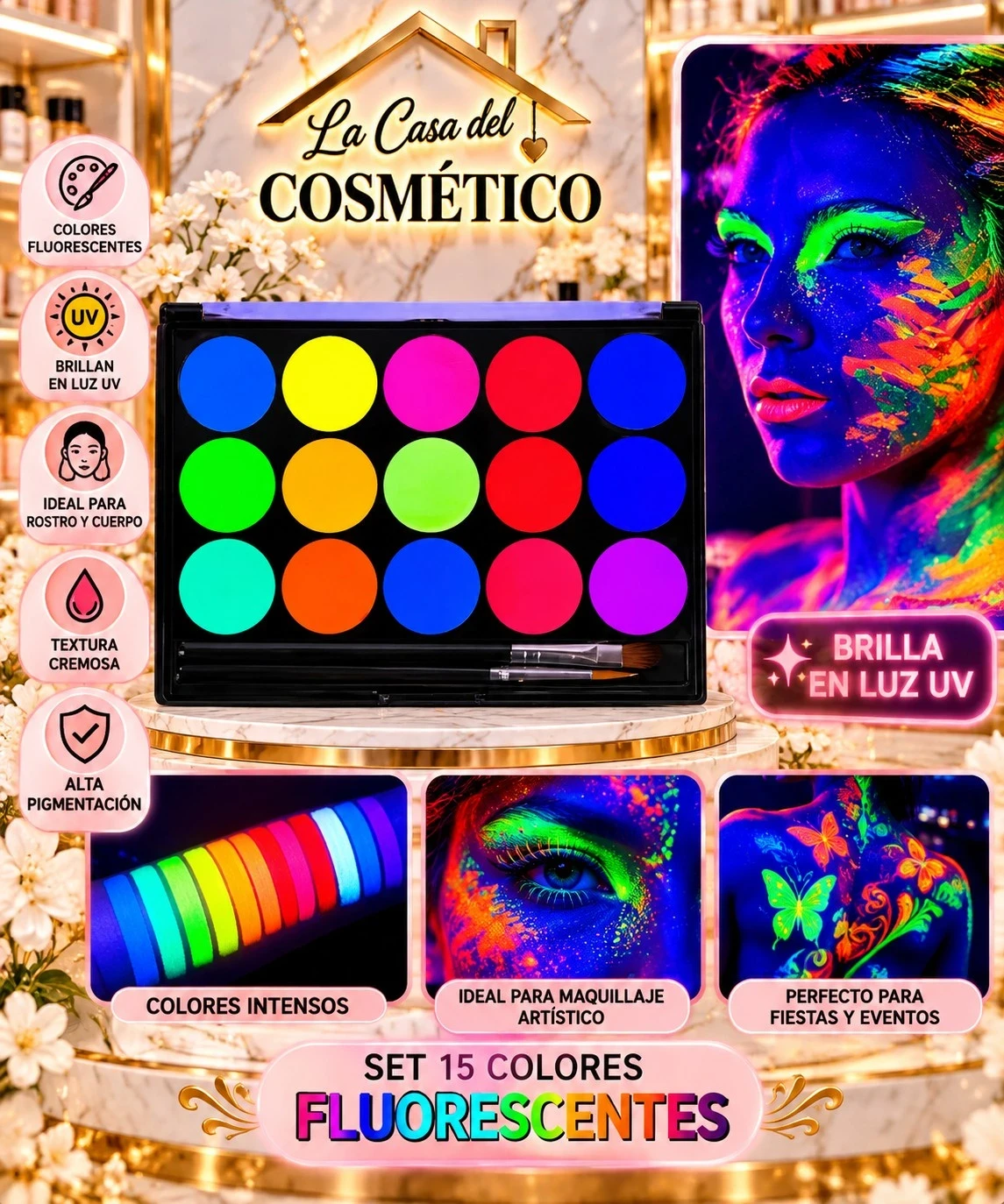 lumera paleta neon fantasy uv – 15 colores fluorescentes