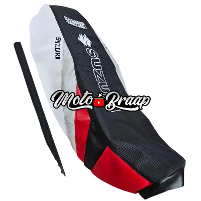 TP DR 150 / Forro Tapizado triangulos / negro / rojo / gris / cola blanca letrero en medio DW