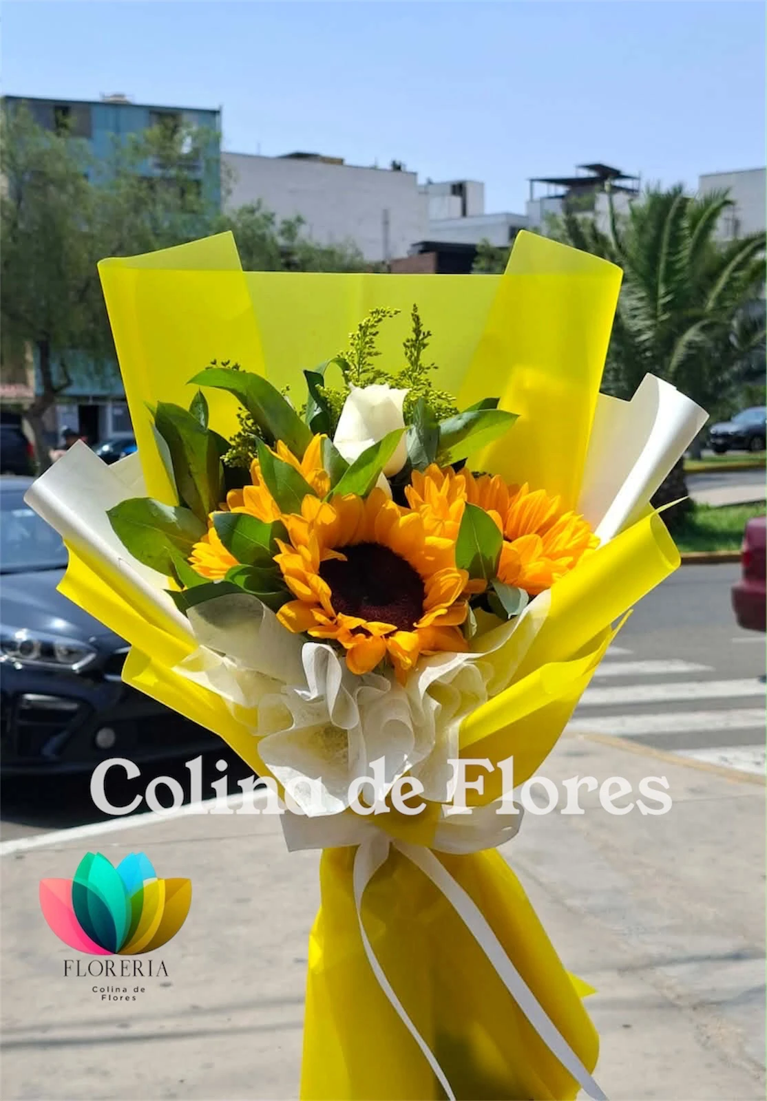 Girasoles y rosas 