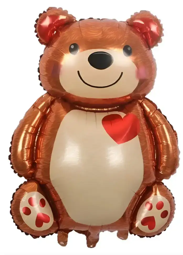 Globo metalizado silueta oso corazón 65cm