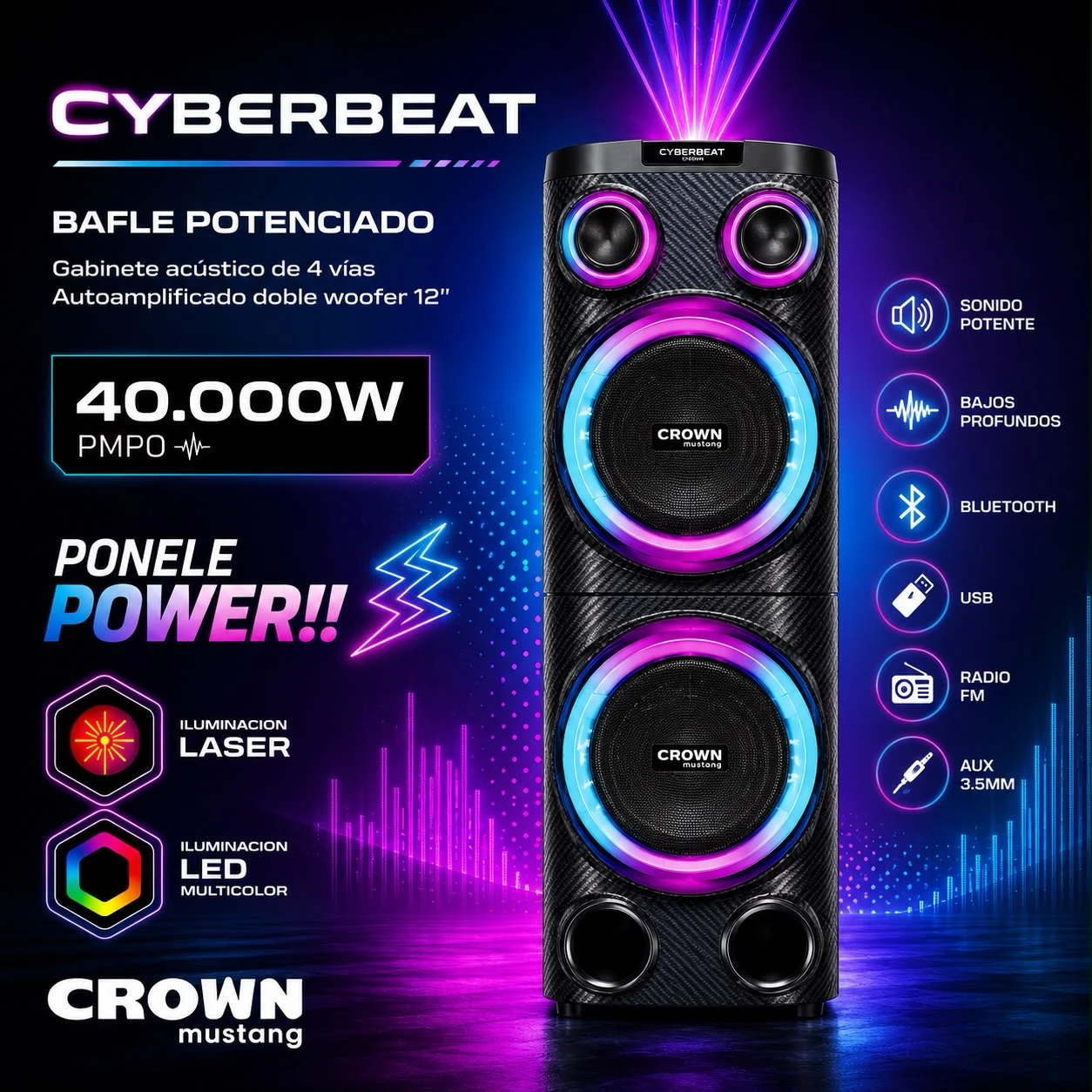 TORRE CROWN MUSTANG CYBERBEAT PONTENCIADO