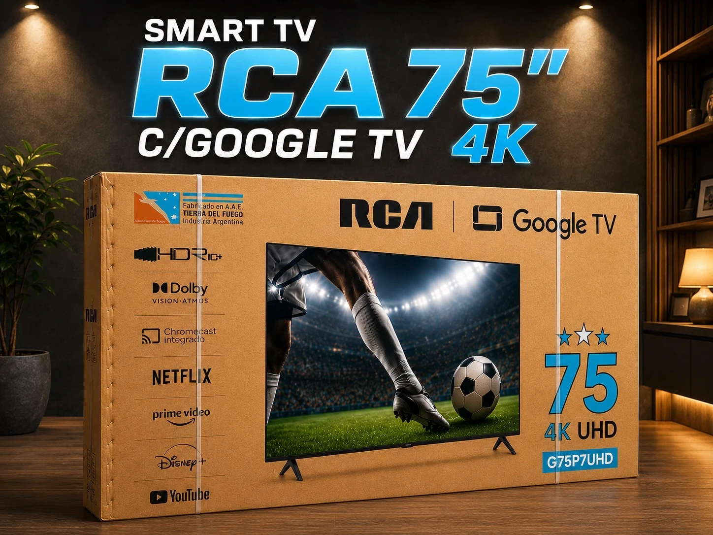 SMART TV RCA 75” C/GOOGLE TV 4K