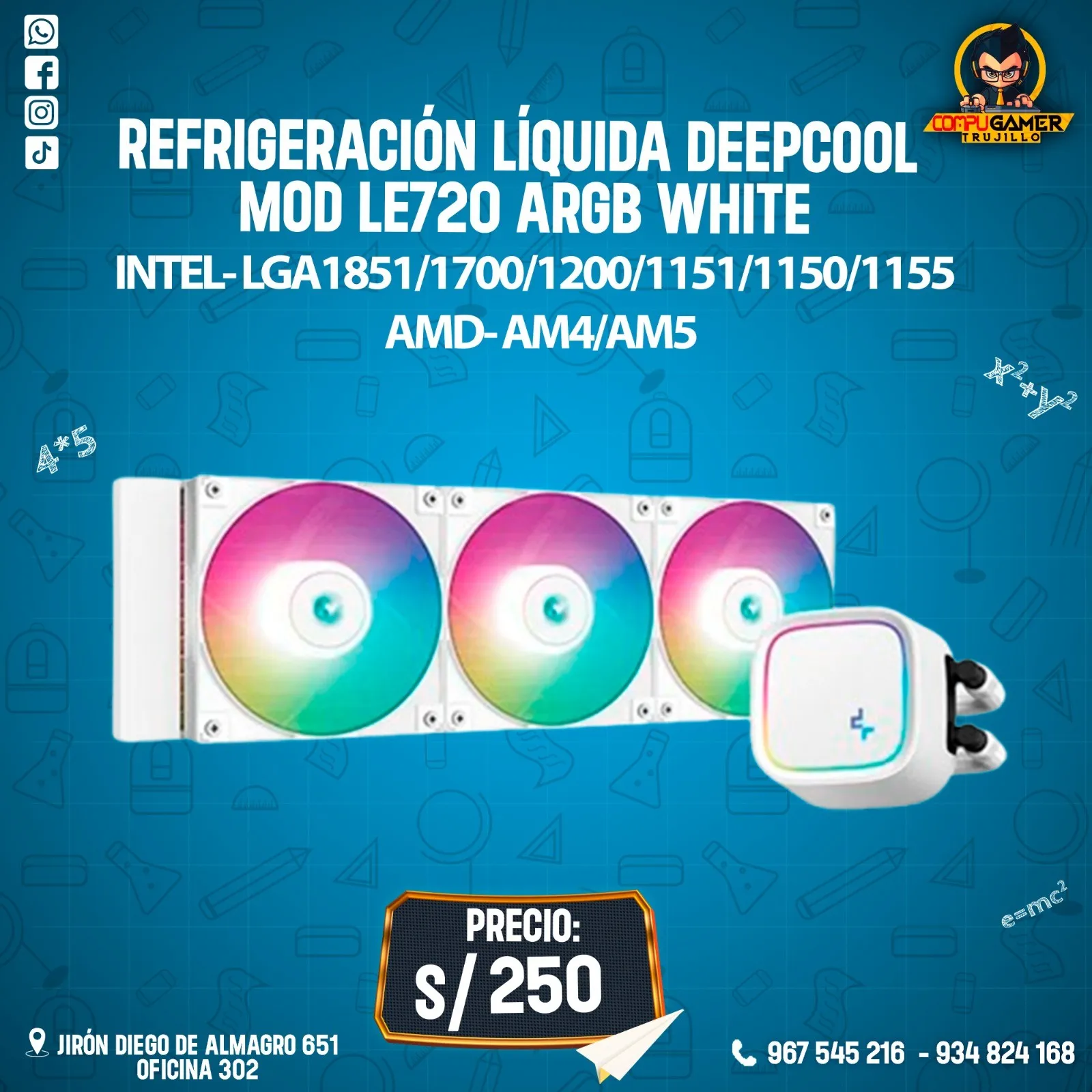 REFRIGERACIÓN LÍQUIDA DEEPCOOL MOD LE720 ARGB WHITE 