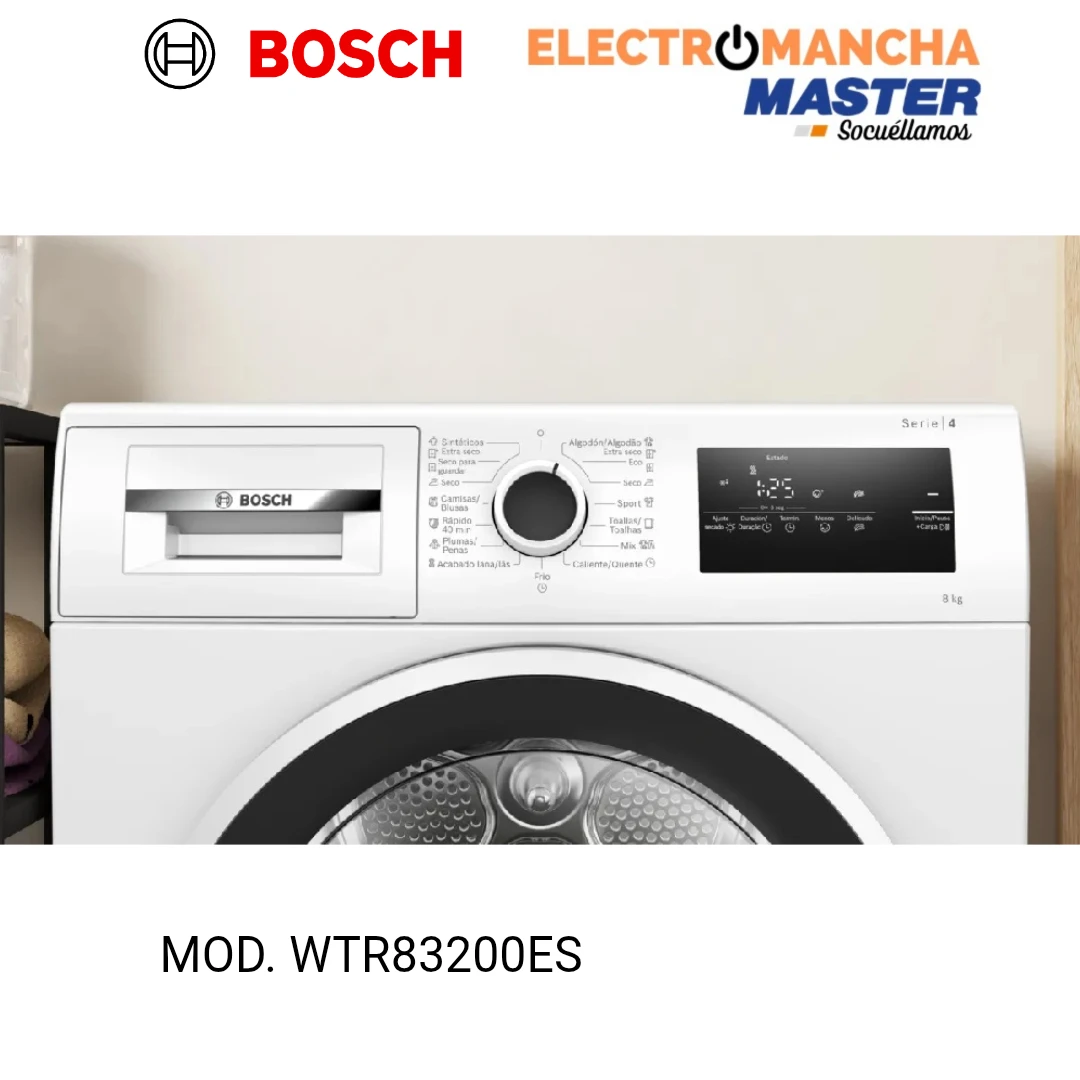SECADORA BOSCH WTR83200ES 8 KILOS BOMBA DE CALOR E 2
