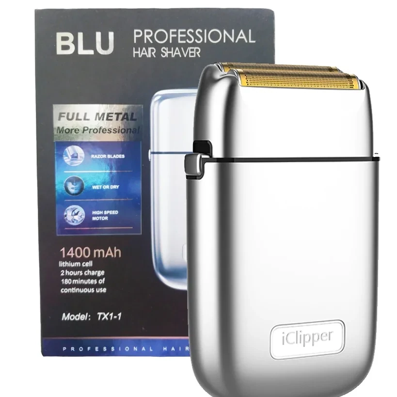 AFEITADORA SHAVER METAL CON TAPA BLU