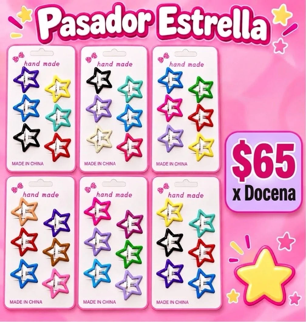 Docena de pasadores estrella. cada carton contiene 6 broches