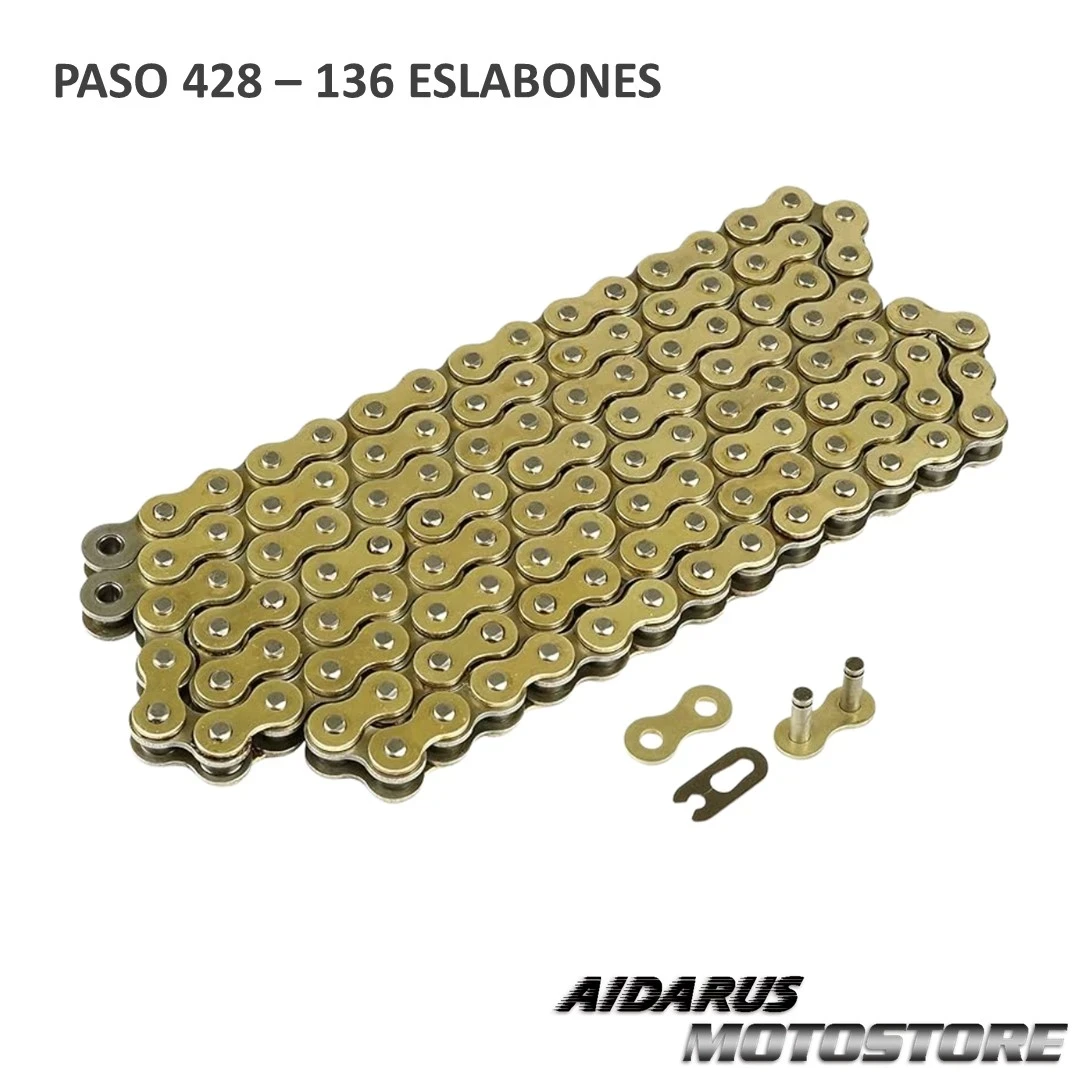CADENA DE ARRASTRE REFORZADA DORADA 428H - 136 ESLABONES