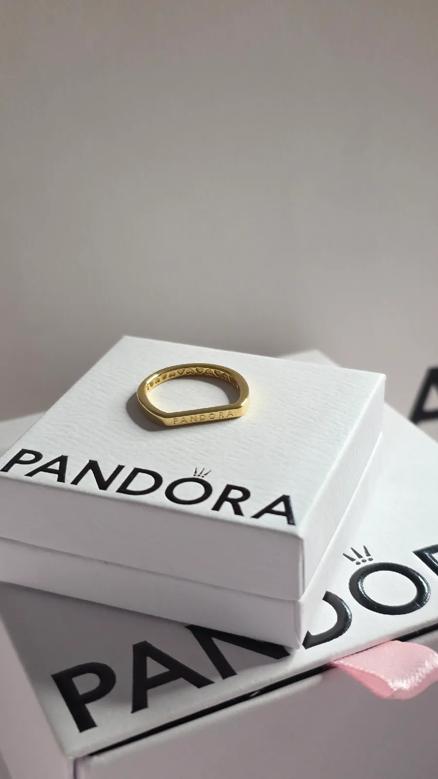 Pandora Logo Bar Stacking Ring, Gold-Plated  2