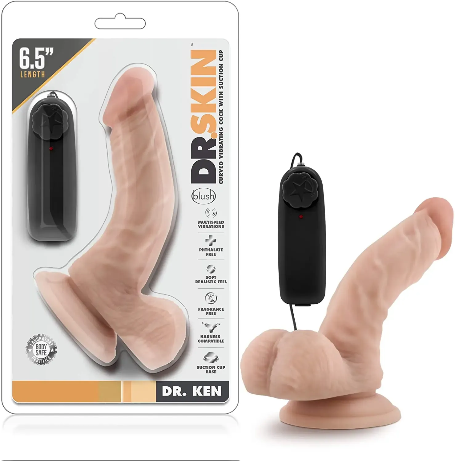 Dr. Skin Sean 8 Inch Curved VibratingCock with Suction Cup