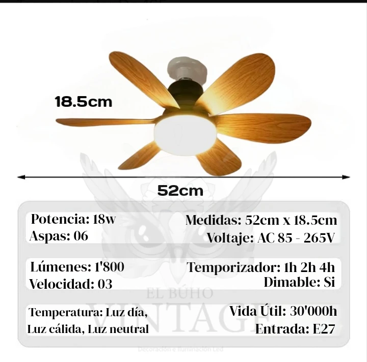 Mini Ventilador de Techo E27 6