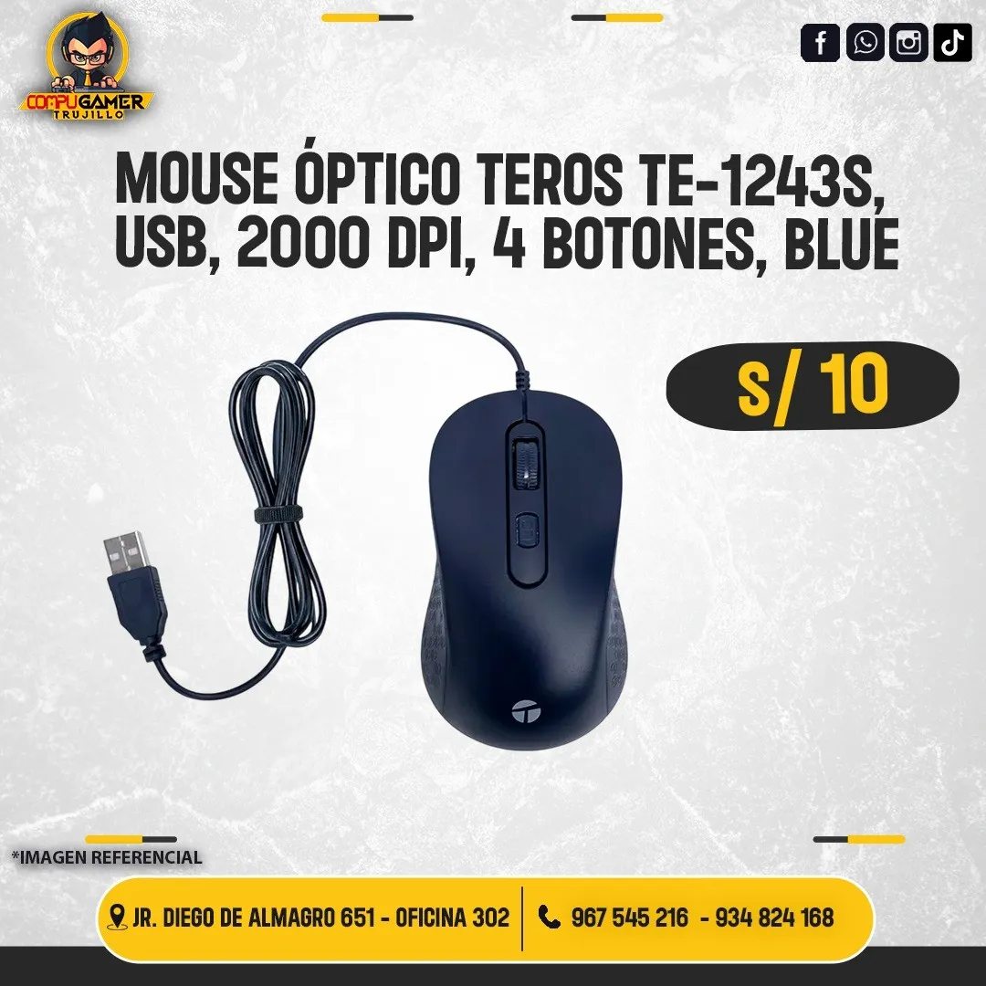 MOUSE TEROS TE-1243S BLACK