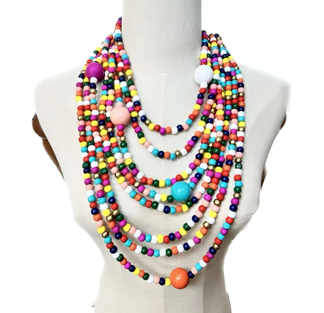 Collar Multicapa de Cuentas de colores