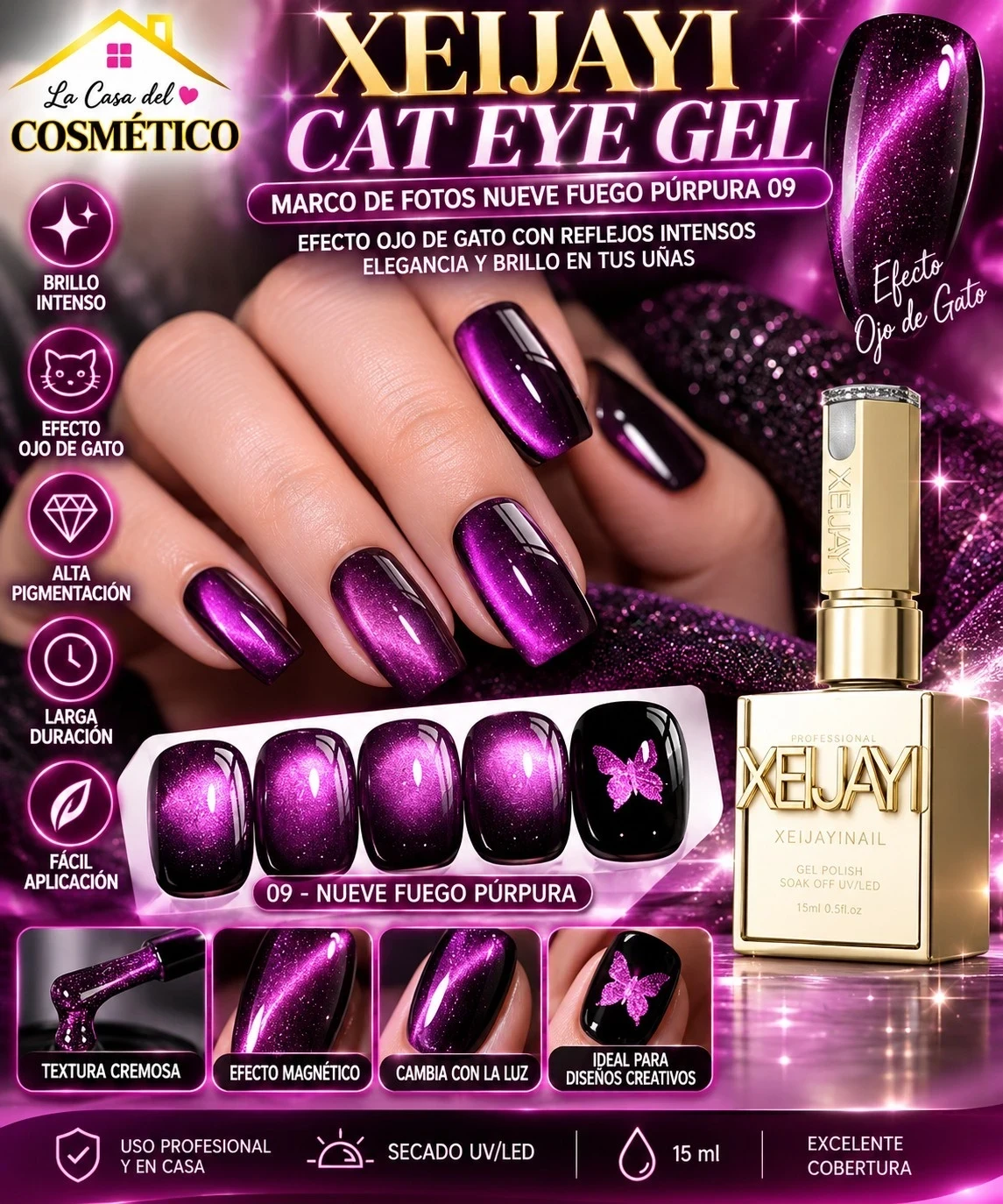 xeijayi esmalte ojo de gato fuego purpura magnetico 09