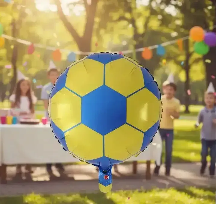 Globo metalizado pelota azul y amarilla 10 pulgadas