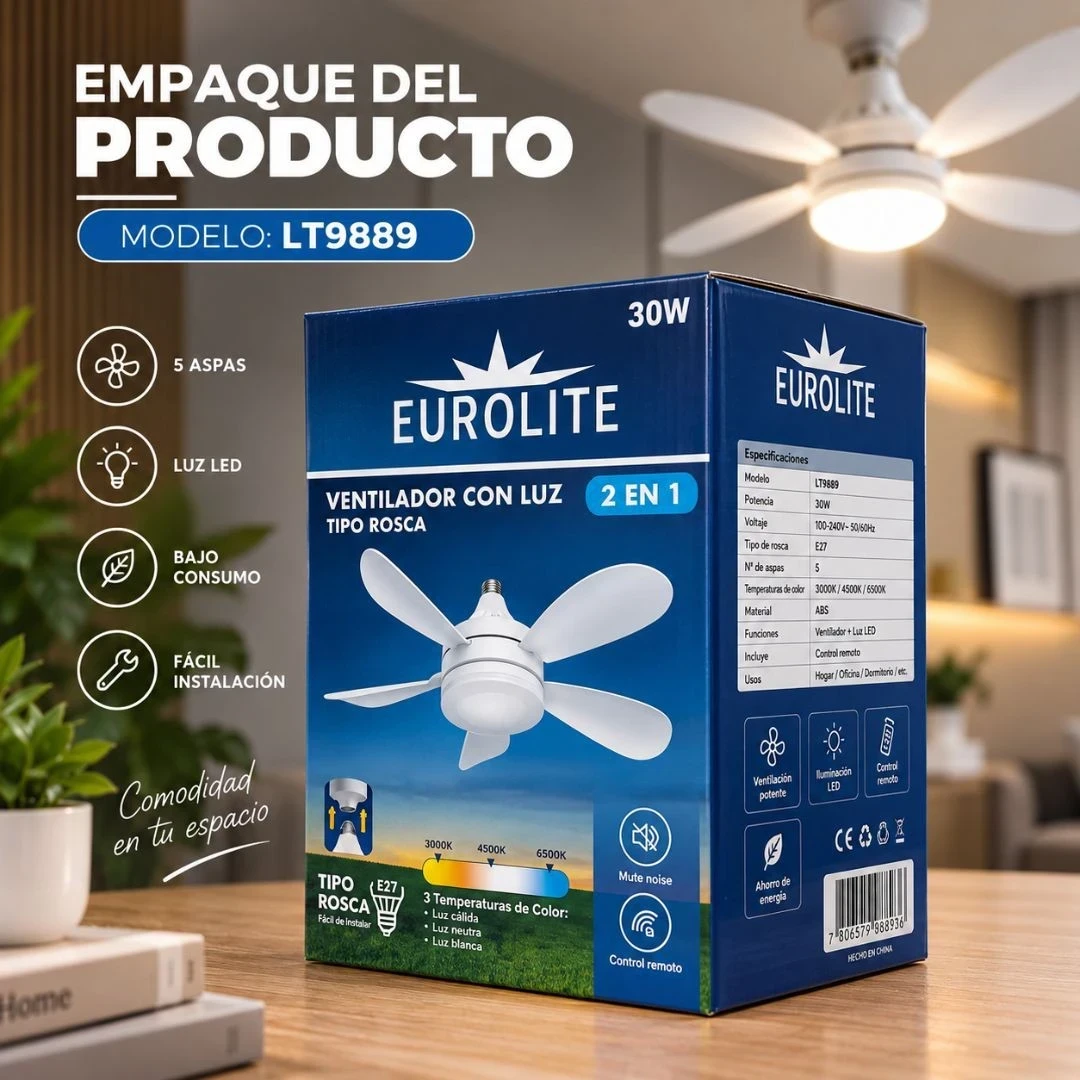 Lámpara Ventilador 2 en 1 Eurolite LT9889