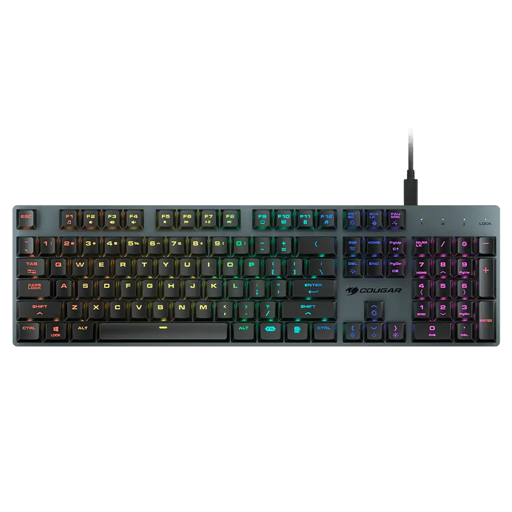 Teclado Cougar Luxlim low profile RGB USB óptico-mecánico red switch
