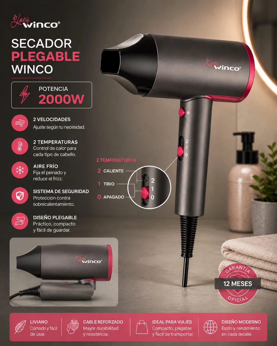 SECADOR DE PELO 2000 W