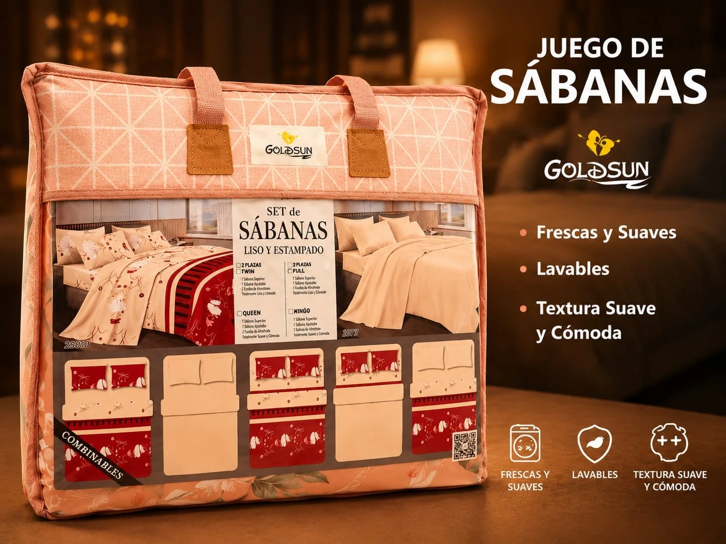 Sabana Goldsun 2 Juegos Liso/Estampado