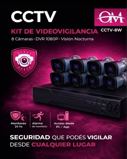 KIT CAMARA OM X 8 CAMARAS CCTV-8W