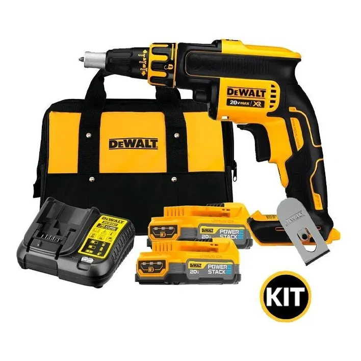 Atornillador De Durlock 20v Kit Bolso + 2 Bat. + Carg Dewalt Negro