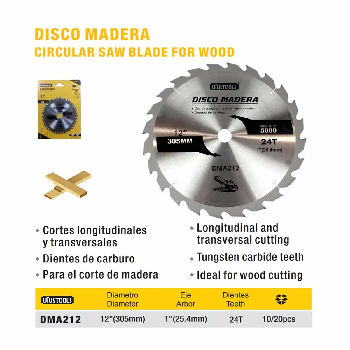 DISCO CORTE MADERA 12" x 24 Teeth UYUST (305mm)