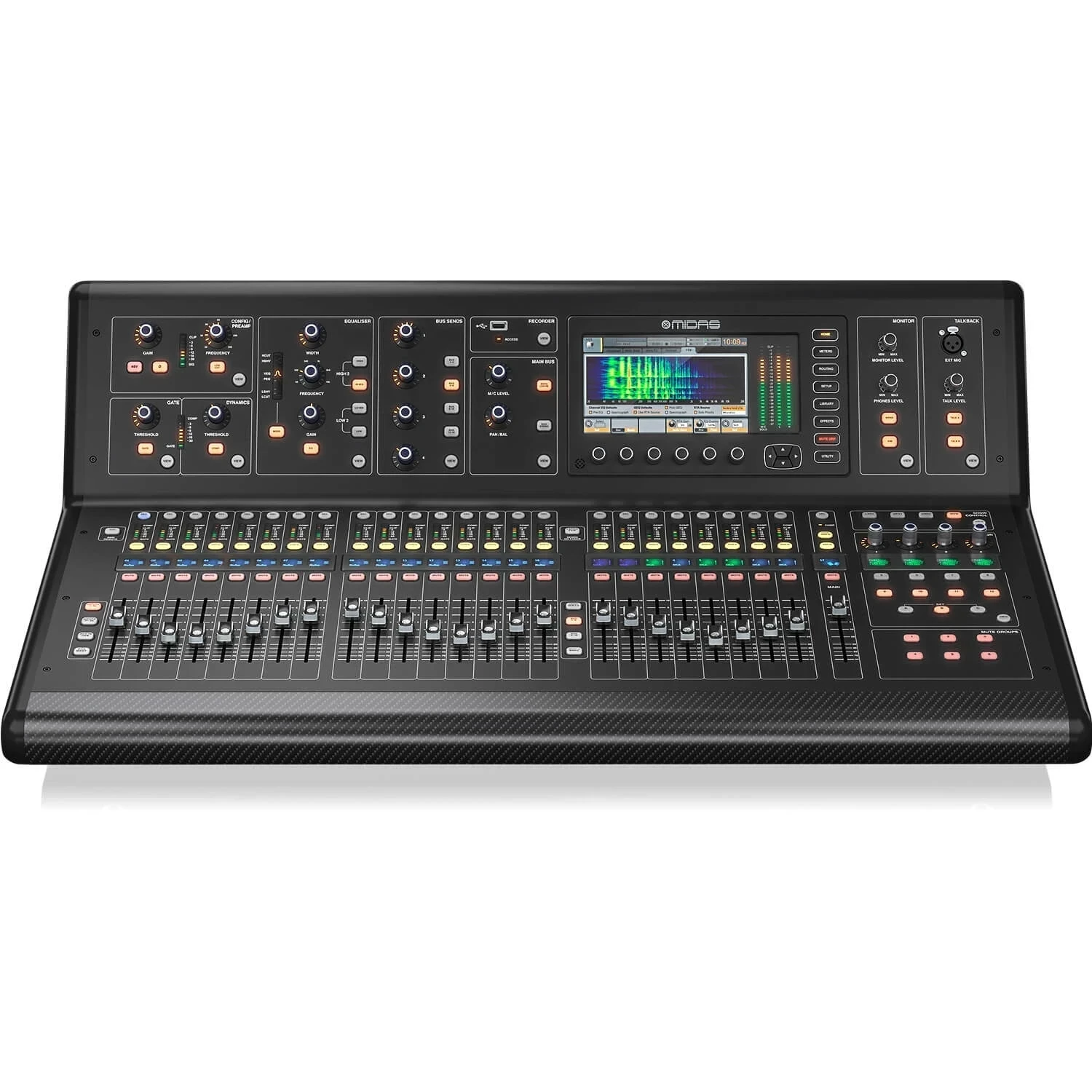CONSOLA DIGITAL DE MEZCLA M32 LIVE    ...   ENVIOS A TODA BOLIVIA Consola digital para vivo y estudio con 40 canales de entrada, 32 preamplificadores de micrófono Midas PRO y 25 buses de mezcla y grabación multipista en vivo. La mesa de mezclas digital M32 trae la innovación de vanguardia de Midas. Cargado con 32 preamplificadores Midas premium, 25 buses de mezcla DSP alineados en el tiempo y con coherencia de fase, procesamiento y enrutamiento DSP brillantes y opciones de expansión masiva, el M32 es una base ideal para cualquier ocasión de alta exigencia. 4
