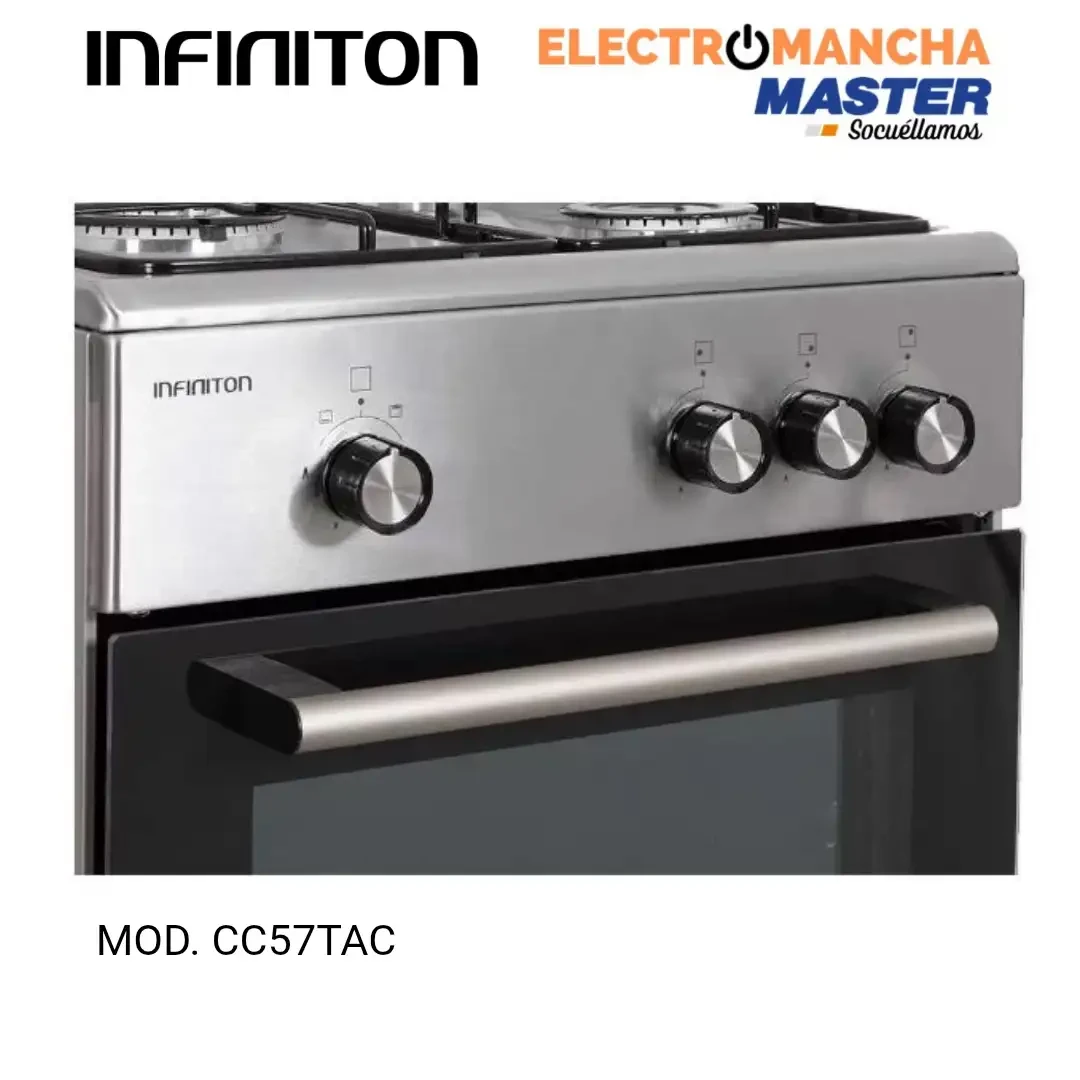 COCINA INFINITON CC57TAC 3 FUEGOS BUTANO INOX 2