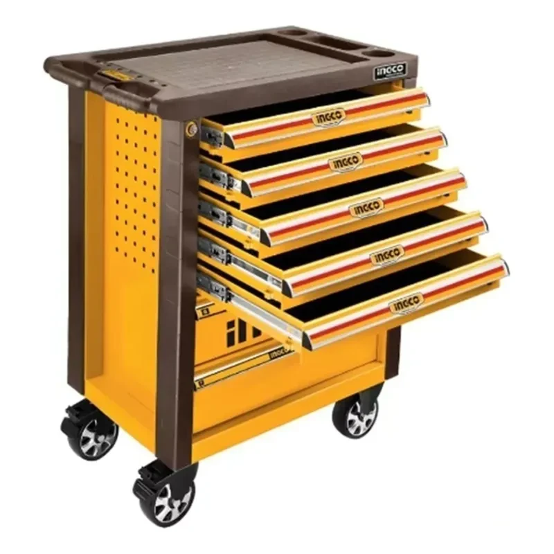 Gabinete De Herramientas Ingco 328 Pzs C/ruedas Amarillo