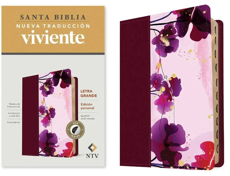 Biblia NTV edicion personal jardin morado letra grande indice 4