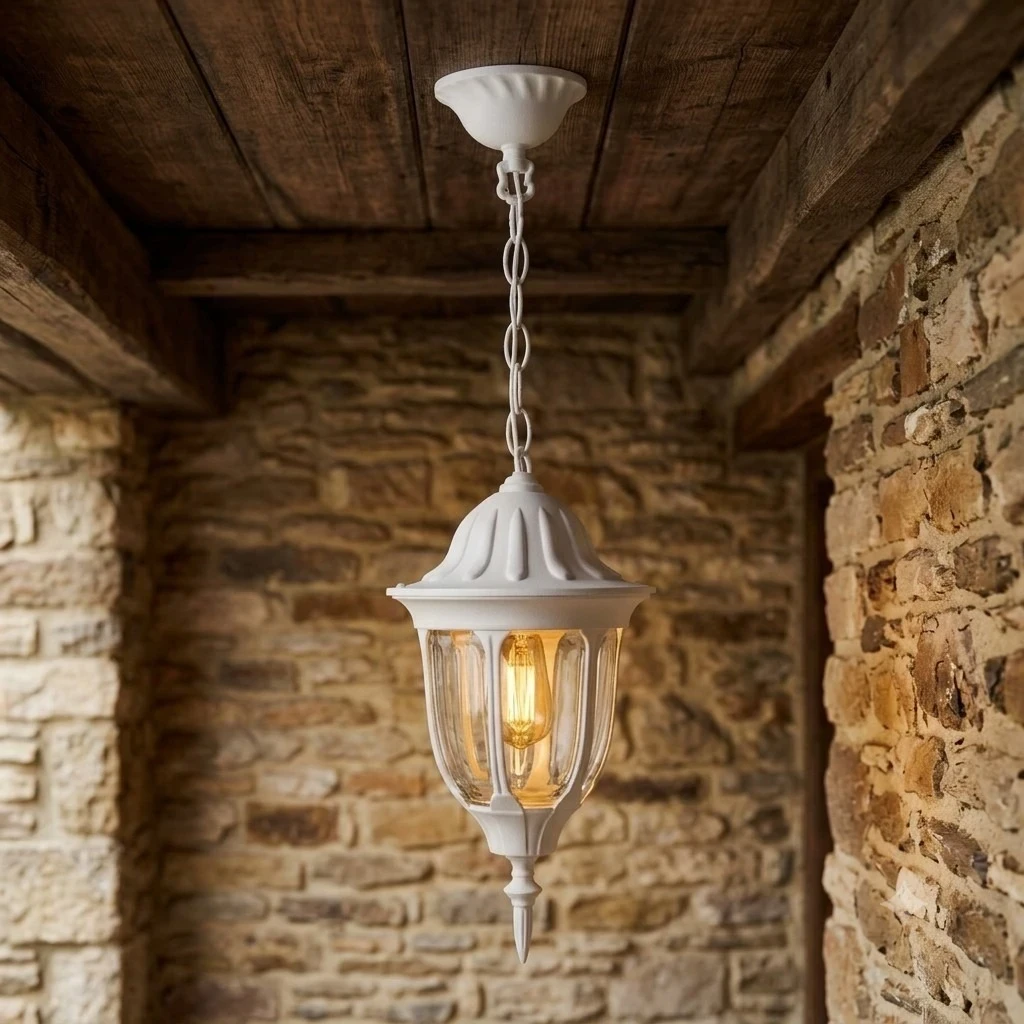 FAROL COLGANTE COLONIAL BLANCO 170X540MM 1L E27 