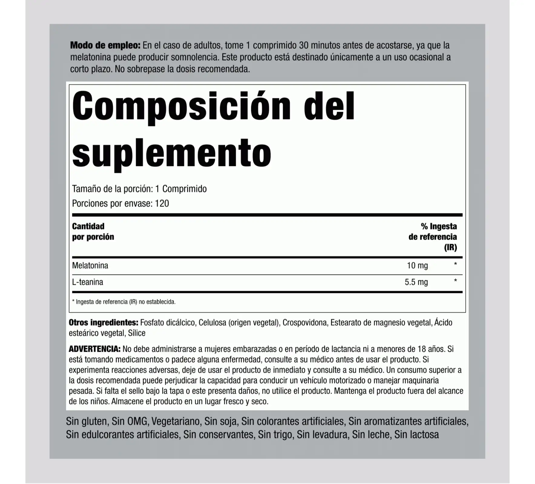 Melatonina 10mg plus de L-teanina  2