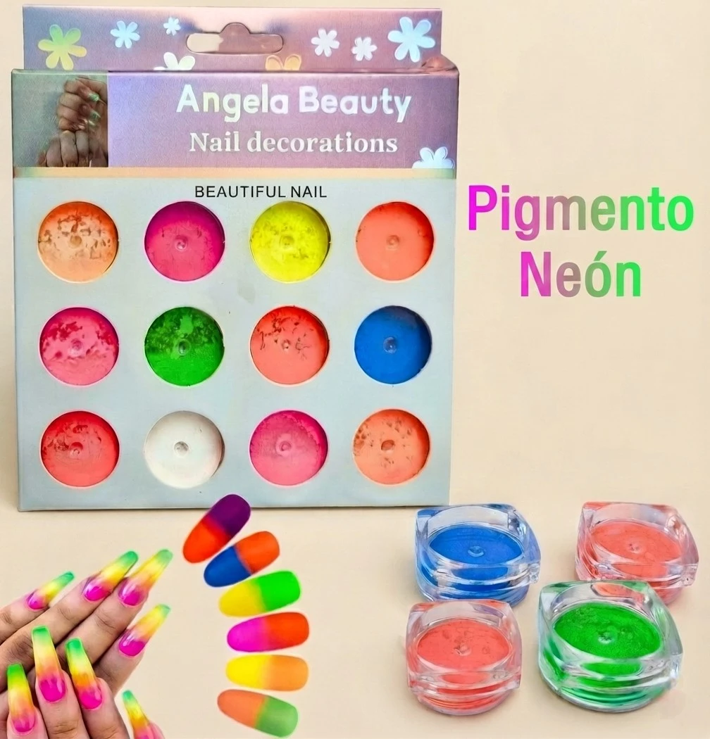 Set Decoración Pigmento Neón para Uñas