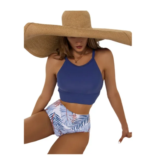 Conjunto de tankini con estampado tropical