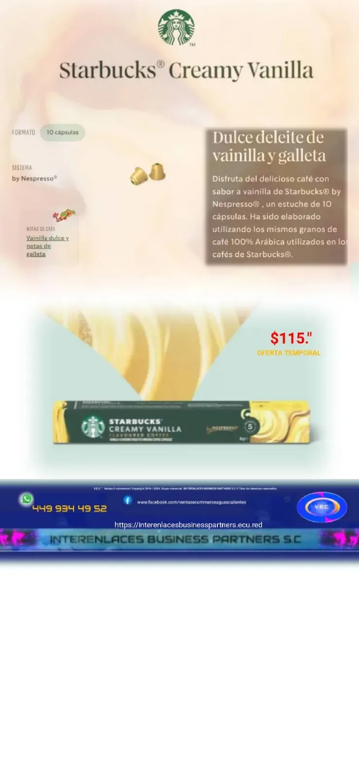 Crema De Vainilla & Galleta Starbucks By Nespresso 