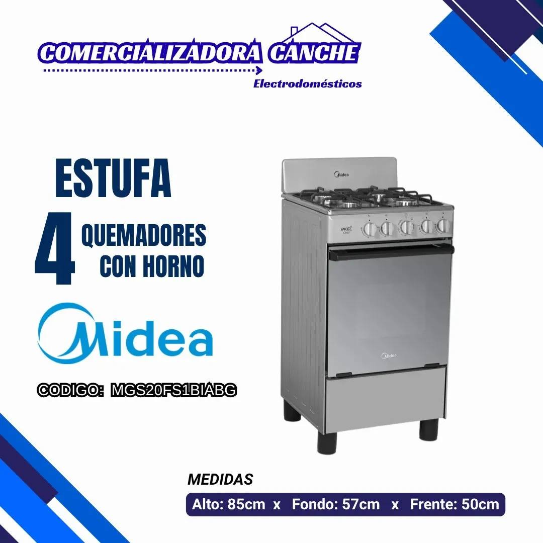 ESTUFA 4 QUEMADORES MIDEA CON HORNO