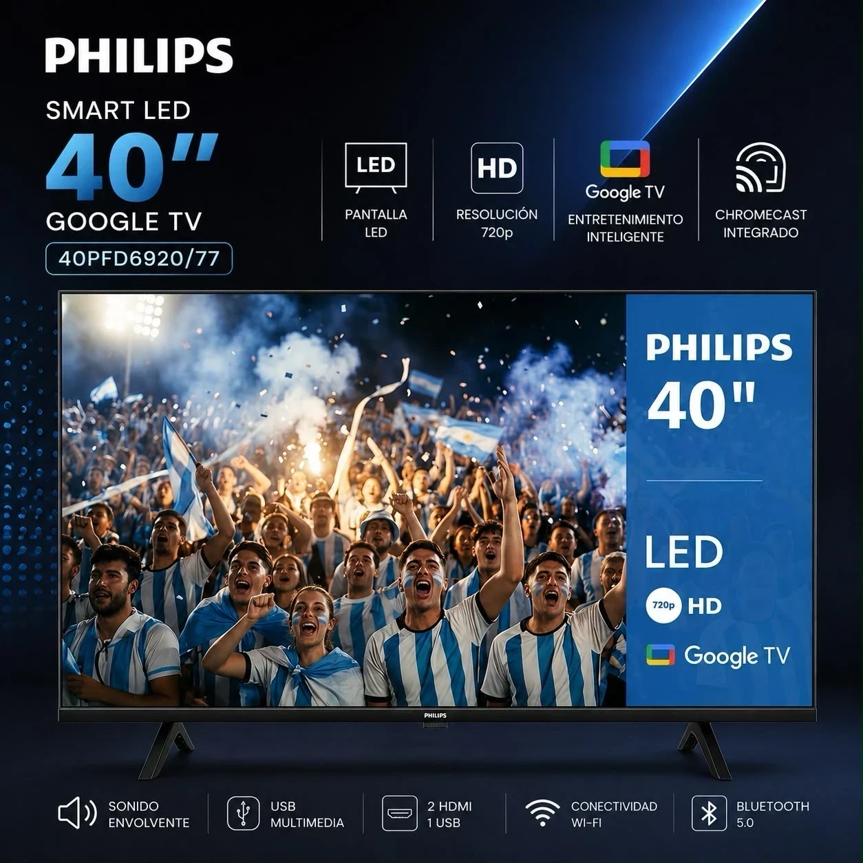 SMART LED PHILIPS 40" GOOGLE TV 40PFD6920/77