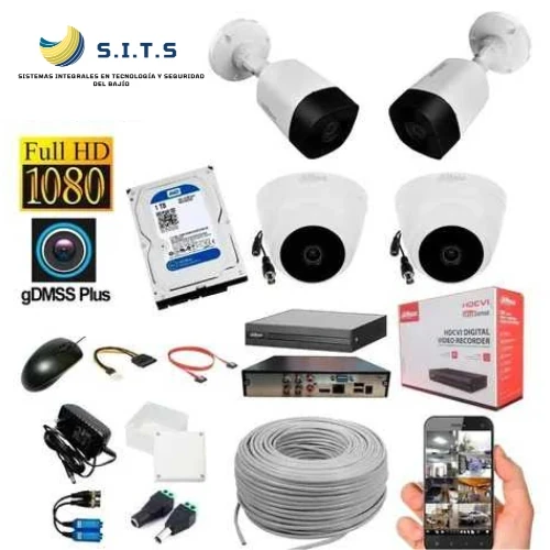 Kit de 4 Cámaras 4 canales 2 mpx 3